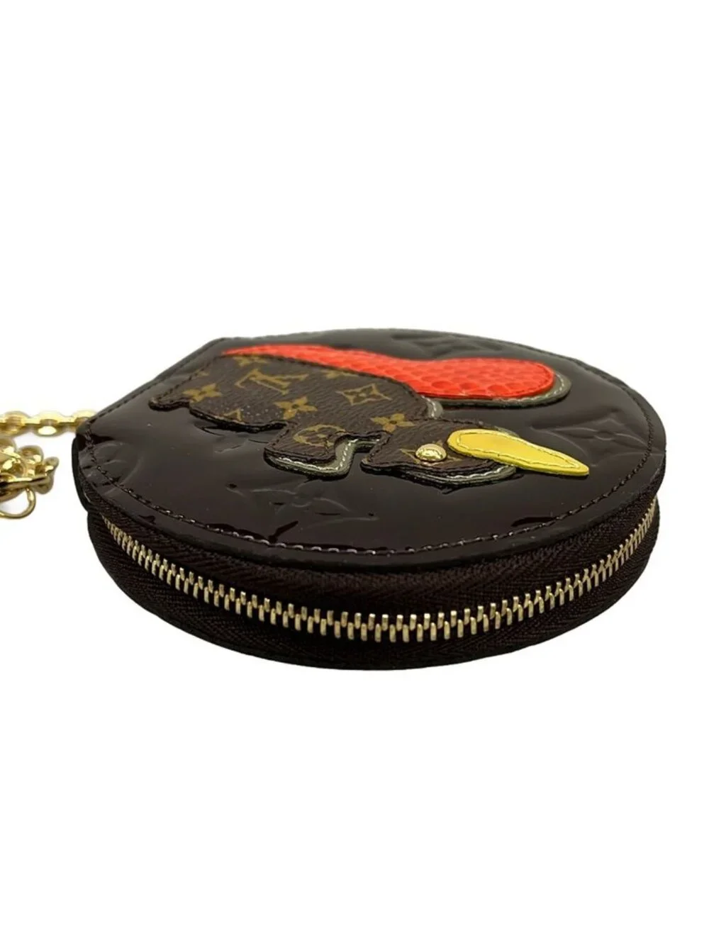 Louis Vuitton Coin Purse Monogram Vernis Port Monecruille Leather with Amarante